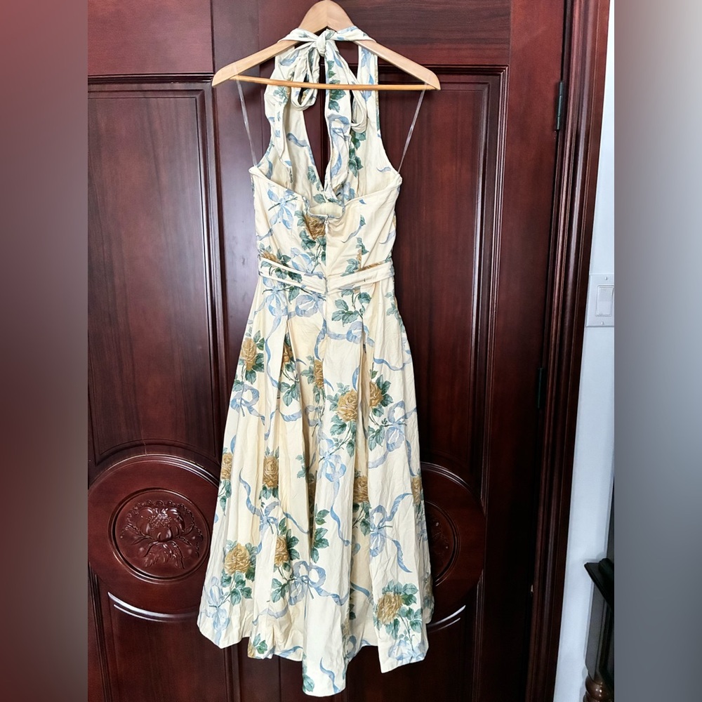 House of CB Cream Floral Halter Midi Dress - Picture 9 of 11